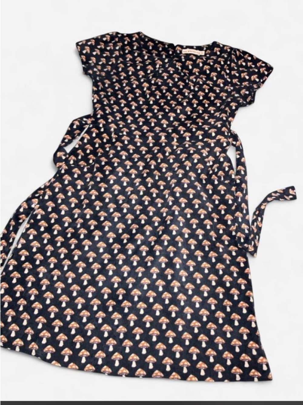 Modcloth Navy Dress with Tan Mushroom Print